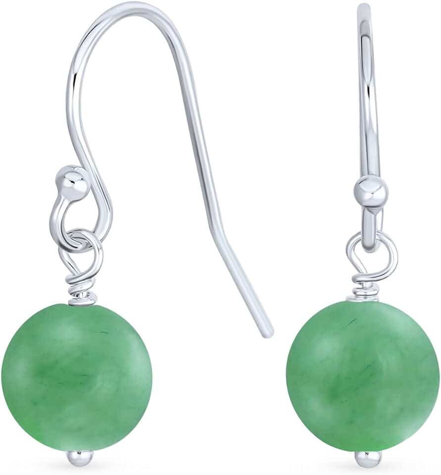 Basic 8MM Gemstone Bead Drop Earrings for Women