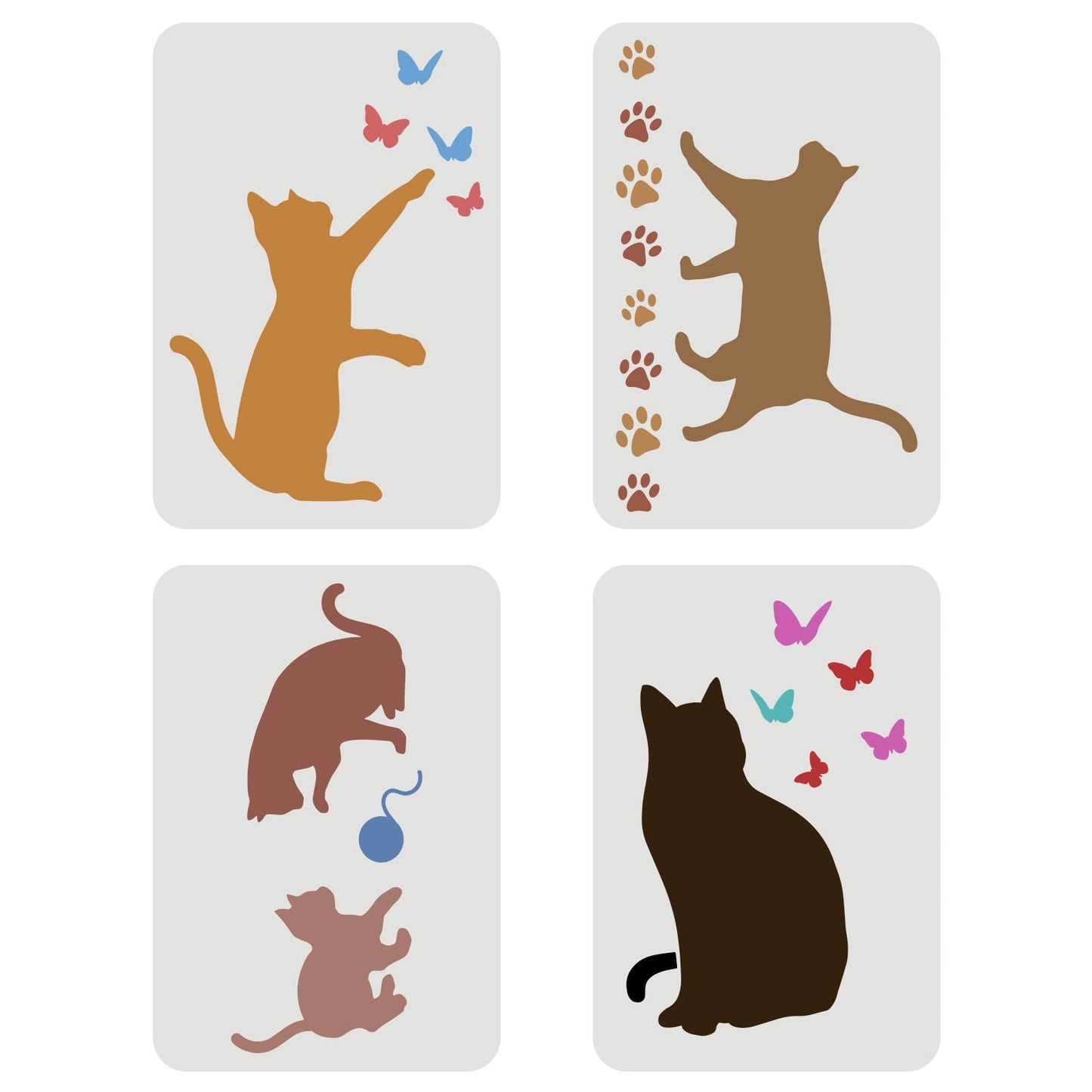 Cat Butterfly Vinyl Painting Templates Set of 4 A4