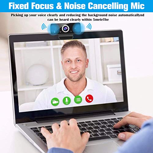 Webcam with Microphone, 1080P HD Streaming USB Computer Webcam [Plug and Play/30fps] with Privacy Cover & Tripod for Video Conferencing/Calling/Gaming, Laptop/Desktop Mac, Skype/YouTube/Zoom/Facetime