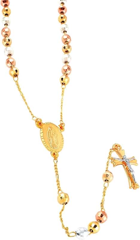 Goldtone layered rosary necklace for women