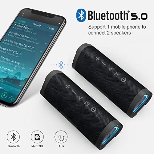 Bluetooth Speakers - V40 Portable Wireless Speaker V5.0 with 24W Loud Stereo Sound, TWS, 24H Playtime & IPX7 Waterproof, Suitable for Travel, Home&Outdoors