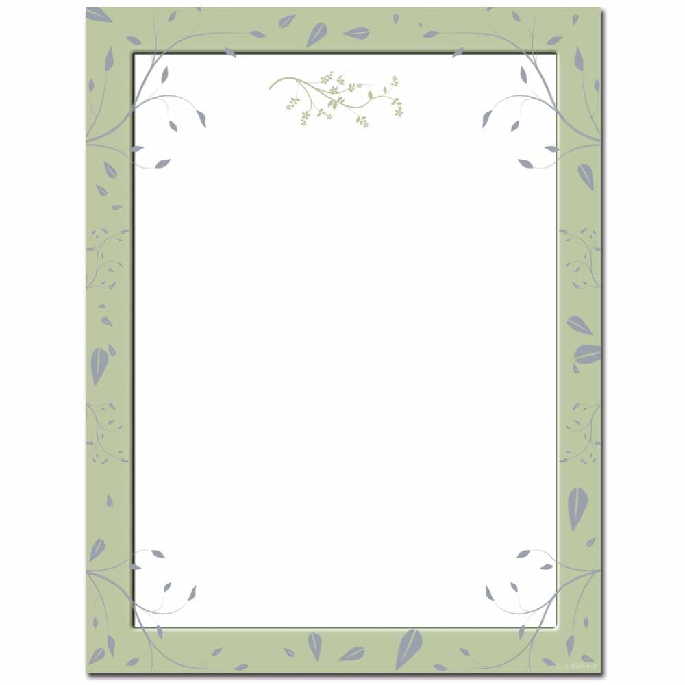 25 sheets of sage leaves letterhead paper