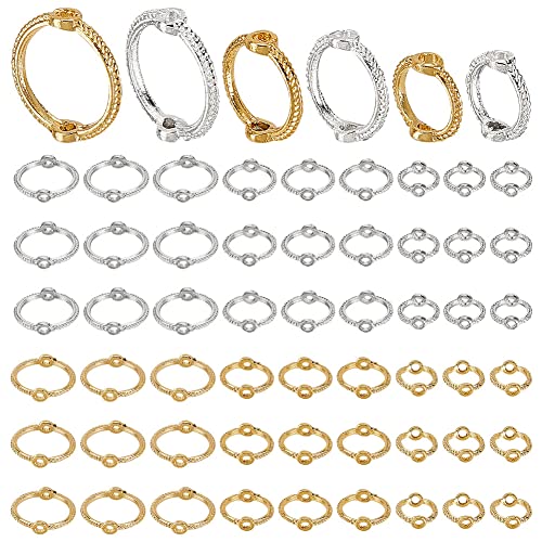 60pcs Metal Bead Frames for Jewelry Making in Gold and Silver
