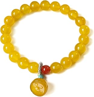 Yellow Agate Lotus Beaded Bracelet for Luck and Balance