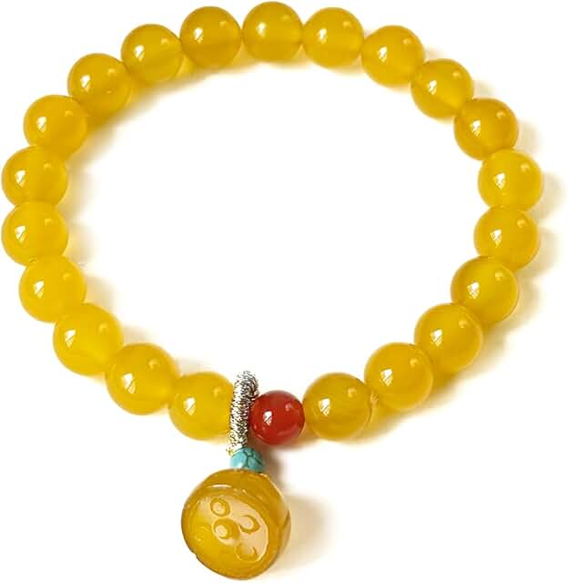 Yellow Agate Lotus Beaded Bracelet for Luck and Balance