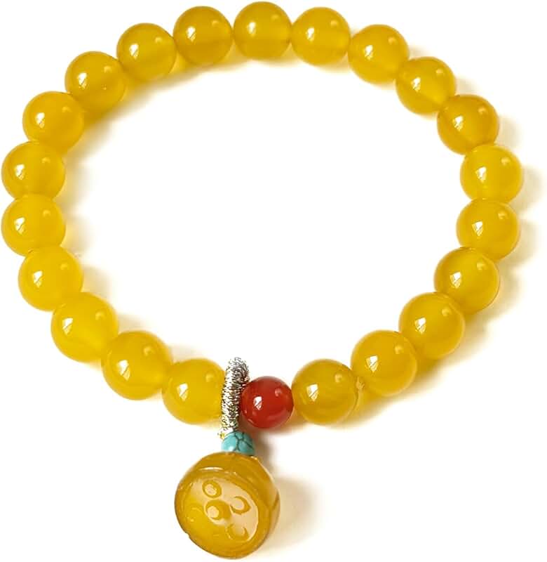 Yellow Agate Lotus Beaded Bracelet for Luck and Balance