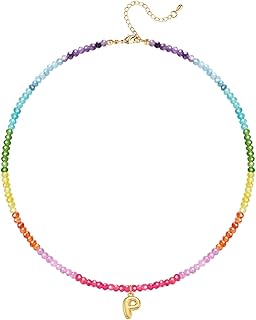 Colorful Beaded Initial Necklace for Women