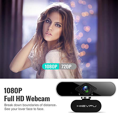Webcam with Microphone for PC, 1080p Webcam 1 Step USB Plug & Play, Wide-Angle Webcam Suitable for Video Conferencing/Live Streaming & Skype/Zoom/YouTube