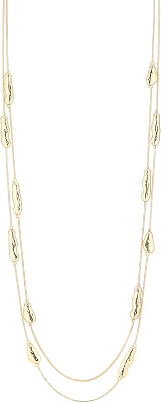 Long Gold Beaded Necklace for Women