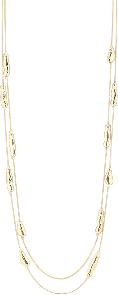Long Gold Beaded Necklace for Women