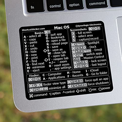 Universal Mac Keyboard Shortcut Sticker in Black