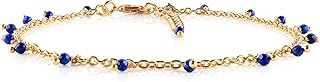 Gold-Plated Beaded Anklet with Birthstone and Crystals