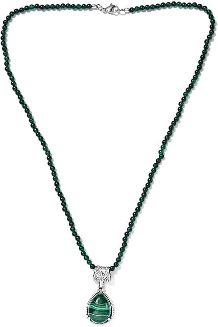 Green Quartzite and Malachite Bead Choker Necklace for Women
