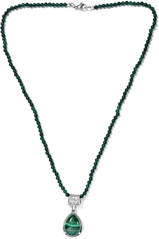 Green Quartzite and Malachite Bead Choker Necklace for Women