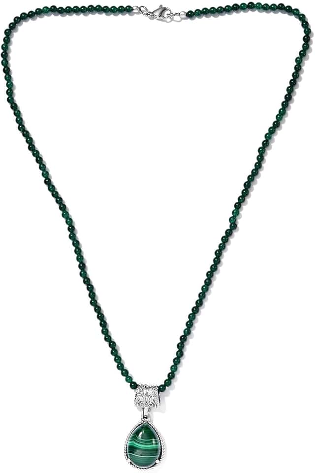 Green Quartzite and Malachite Bead Choker Necklace for Women