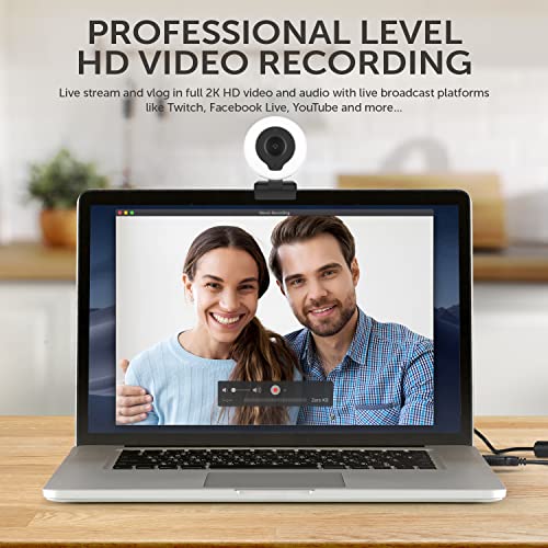 2K HD Ring Light Webcam with Auto Focus w/Tripod