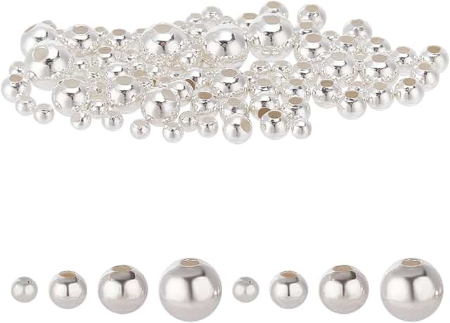 95pcs Sterling Silver Beads for Jewelry Making