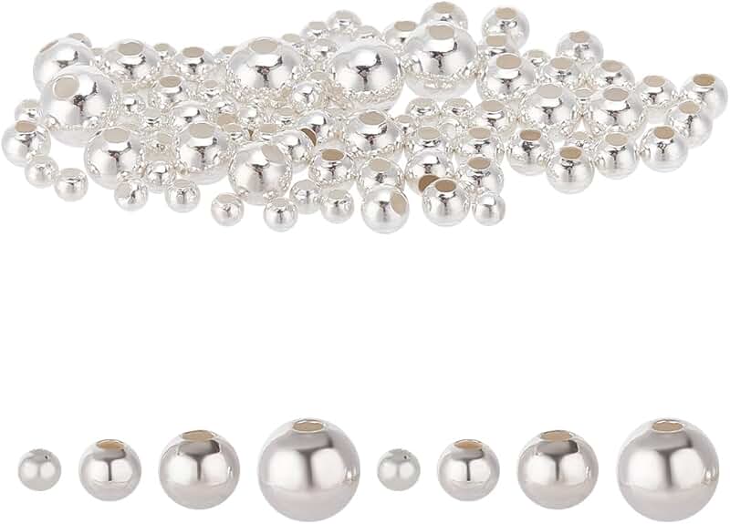 95pcs Sterling Silver Beads for Jewelry Making