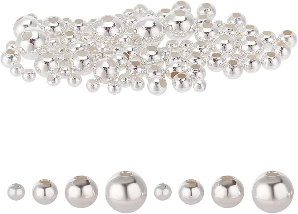 95pcs Sterling Silver Beads for Jewelry Making