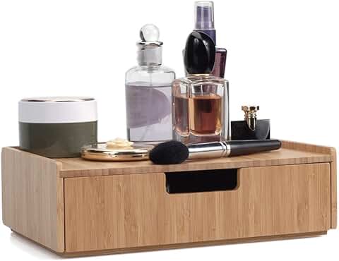 Bamboo Makeup Drawer Organizer and Storage Box