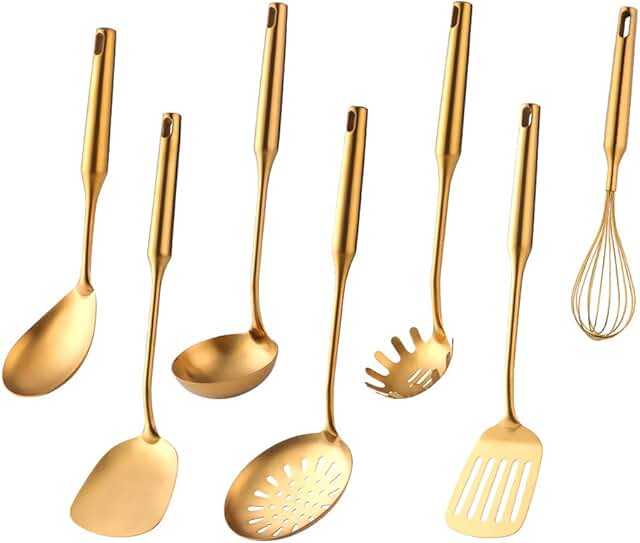 7-Piece Gold Stainless Steel Kitchen Utensil Set