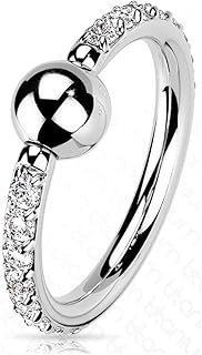 16 Gauge Titanium Captive Bead Ring with CZ Pave