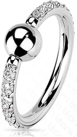 16 Gauge Titanium Captive Bead Ring with CZ Pave