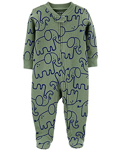 Carter s Baby Boys  1 Piece Cotton Footed Sleepers  , Green Elephant