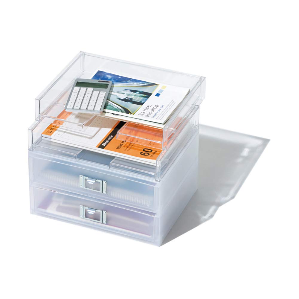 Landscape clear stackable file tray, 13.27" x 10.16" x 2.44"
