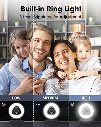 Streaming Webcam with Ring Light HD 1080P Web Cam Video PC USB Camera for Computer Mac Windows Laptop Conferencing Gaming Webcam for Xbox Dual Microphone Pro Auto-Focus
