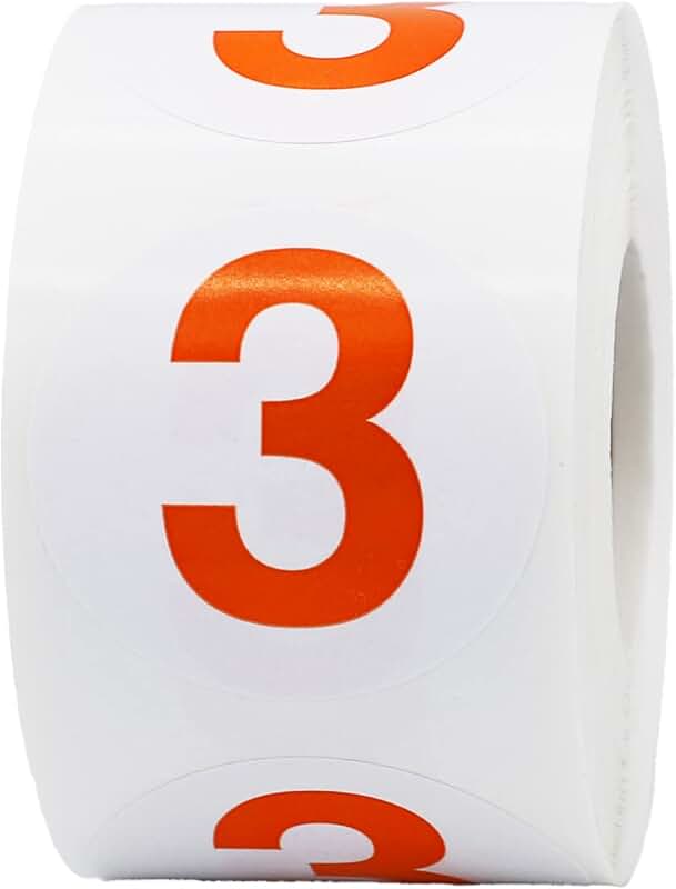 Orange 3 Circle Stickers, 1.5 Inch, 500 Pack