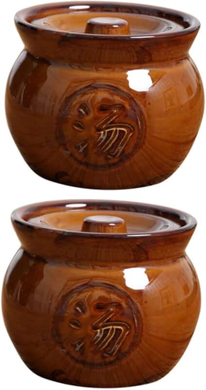 Set of 2 Ceramic Soup Pots for Cooking