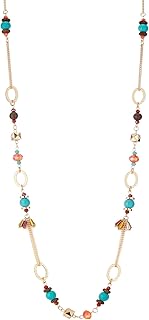 Long Gold Beaded Boho Necklace for Women