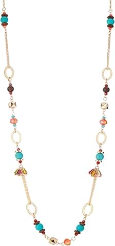 Long Gold Beaded Boho Necklace for Women