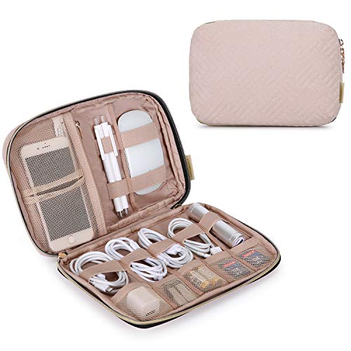 Small pink travel cable organizer for electronics