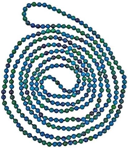 Petite 4mm Natural Polished Azurite Beaded Long Necklace
