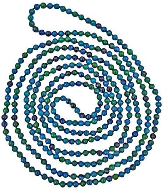 Petite 4mm Natural Polished Azurite Beaded Long Necklace