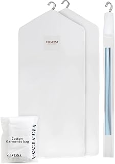 Set of 2 58-inch breathable cotton garment bags for hanging clothes