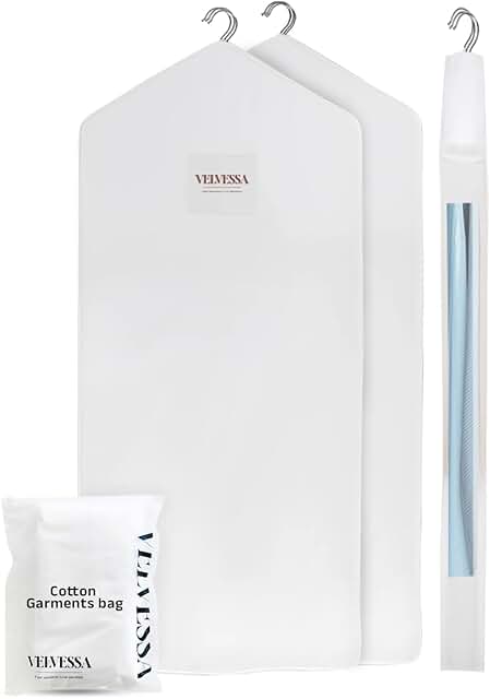 Set of 2 58-inch breathable cotton garment bags for hanging clothes