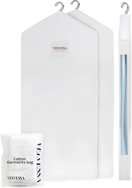 Set of 2 58-inch breathable cotton garment bags for hanging clothes