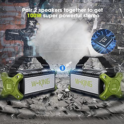 Bluetooth Speakers, 50W Deep Bass Portable Loud Bluetooth Speaker, IPX6 Waterproof Outdoor Speaker with HD Stereo Sound/Wireless Two Pairing/2-Equalizer/Power Bank/30H Playtime/TF Card/AUX/NFC