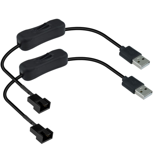 2 Pack USB to 3/4 Pin PWM Fan Power Cables, 30cm