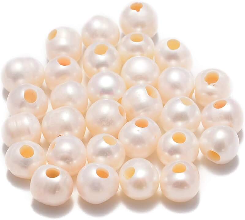 Natural White Pearl 10mm Round Gemstone Beads, 30 Pieces