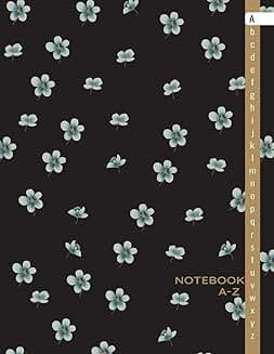 Alphabetical Lined Notebook with A-Z Tabs and Blue Flower Design