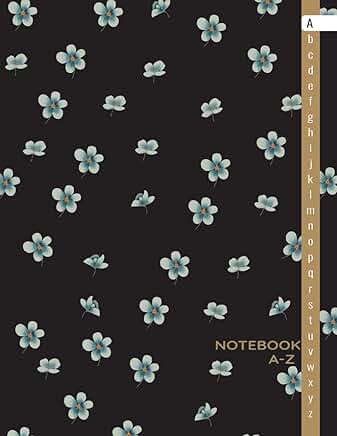 Alphabetical Lined Notebook with A-Z Tabs and Blue Flower Design