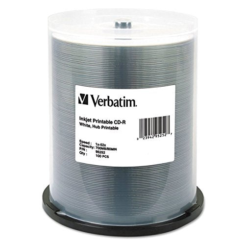 CD-R 700MB 52X White Inkjet Hub Printable Recordable Discs 100 Pack