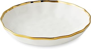 Set of 4 36-Ounce Porcelain Soup Bowls with Gold Trim