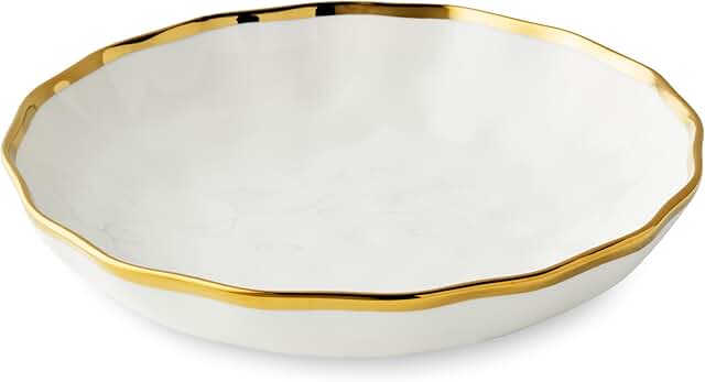 Set of 4 36-Ounce Porcelain Soup Bowls with Gold Trim