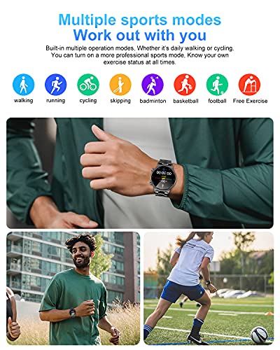 Smart Watch for Android Phones Compatible with iPhone Samsung, Activity Tracking Smartwatch with Heart Rate Sleep Monitor IP68 Waterproof Fitness Tracker Pedometer Stopwatch Smart Watch for Men