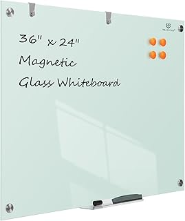 Large 36x24 Inch Wall-Mounted Glass Dry-Erase Board